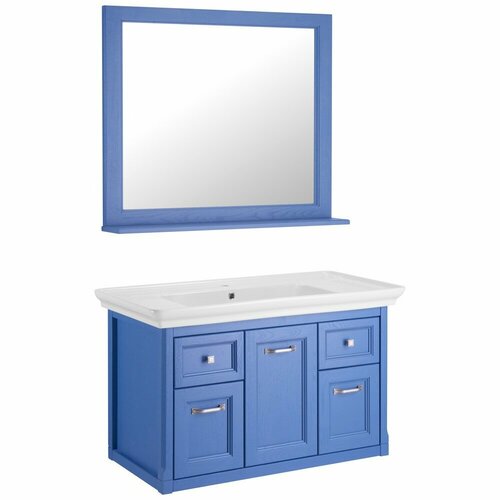 Комплект мебели ASB-Woodline Толедо 105 синий массив ясеня (раковина + тумба + зеркало + материал + цвет)