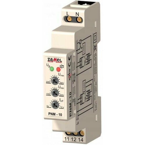 Zamel Реле напряжения 1Ф 10А рег. 170/290VAC (Umin/Umax) IP20 на DIN рейку PNM-10 (7 шт.)