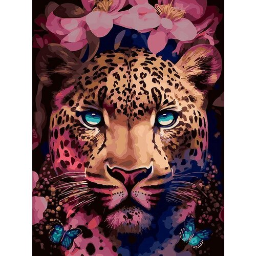 Картина по номерам Белоснежка Цветочный леопард, на холсте, 30х40 см