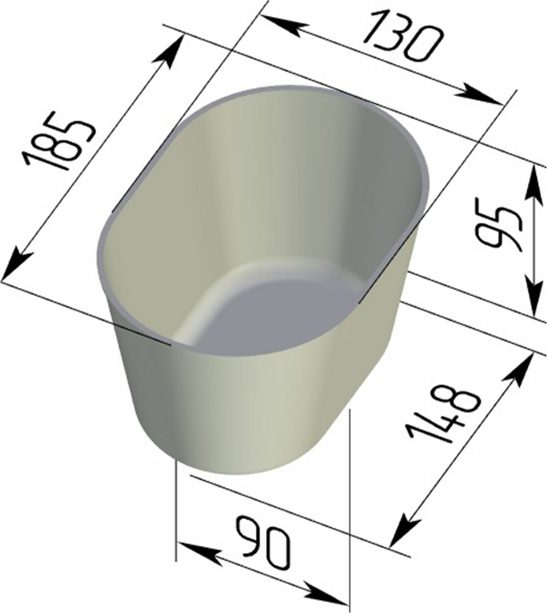 Форма для выпечки хлеба Л-10-1 овальная 18.5х13х9.5 см (литой алюминий, Россия)