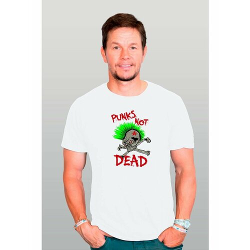 фото Футболка punks not dead, размер 4xl, белый zerosell