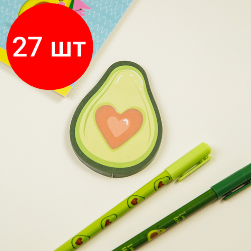 Комплект 27 шт, Самоклеящийся блок фигурный MESHU Avocado, 50л, европодвес комплект 8 шт самоклеящийся блок фигурный meshu cute friends 50л европодвес