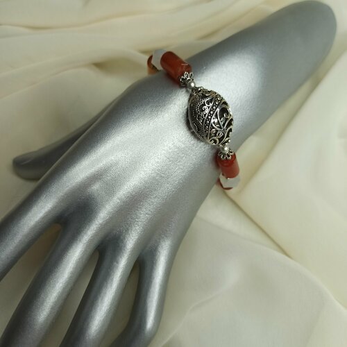 фото Браслет, красный, серебряный malichet
