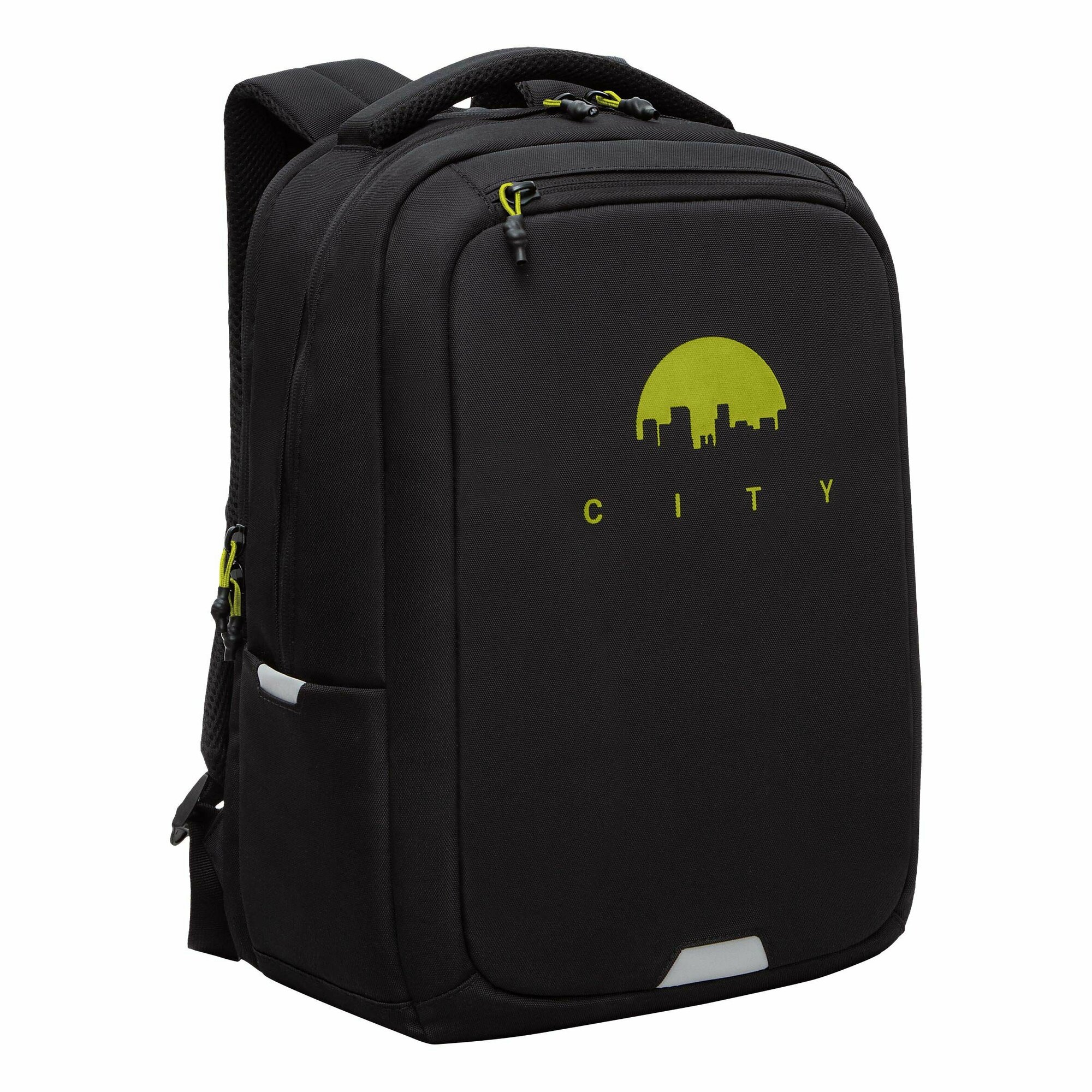 фото Рюкзак мужской молодежный, Рюкзак школьный для мальчика подростка, с ортопедической спинкой, для средней и старшей школы, GRIZZLY (черный - салатовый)