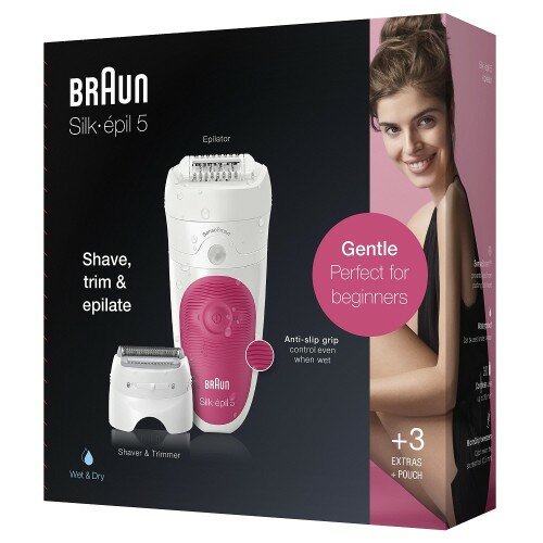 Эпилятор Braun S5 SES 5-600 белый/розовый 3 насадки тип 5391 - фотография № 3