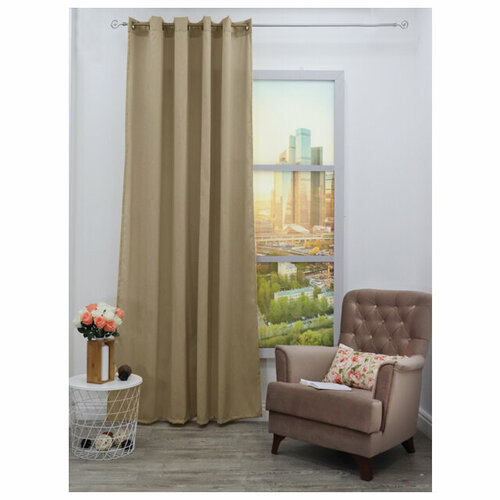 Штора портьерная на люверсах amore mio софт 180х260см бежевая арт14081 7165₽