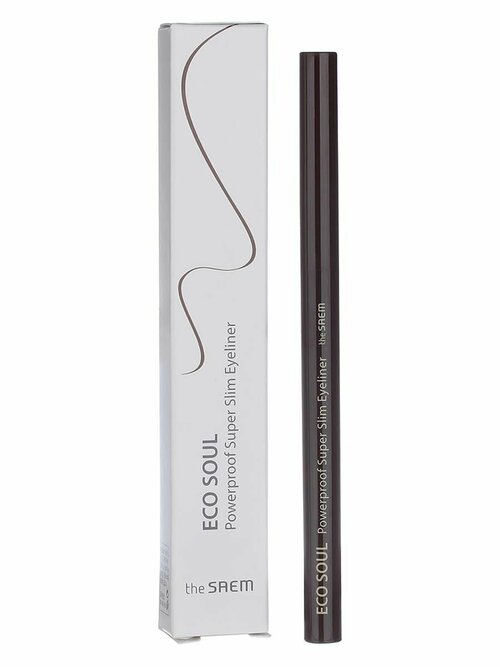 Подводка для глаз тонкая 01, 0.1 гр, Powerproof Super Slim Eyeliner BR01_C, THE SAEM