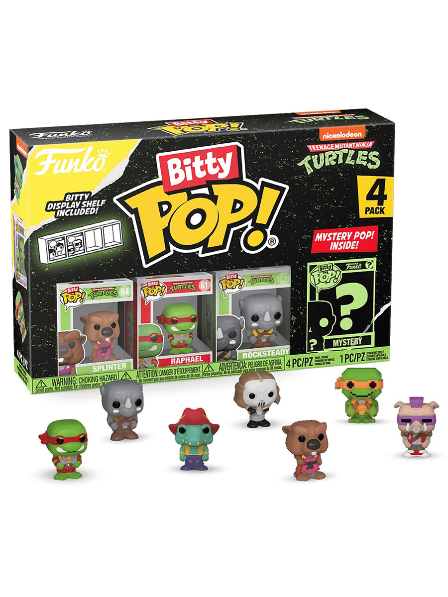 Фигурка Funko Bitty POP! TMNT S3 Splinter+Raphael+Rocksteady+Mystery (1 of 4) 4PK 71509