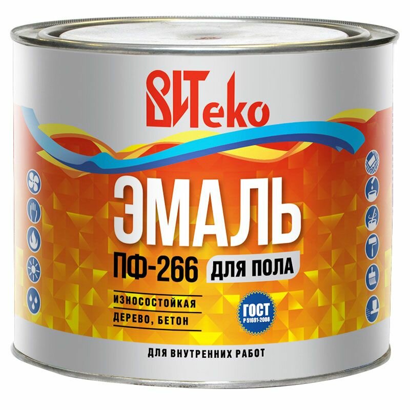 фото Эмаль д/пола (красно-коричневая),0.8кг, ПФ 266 "витеко"