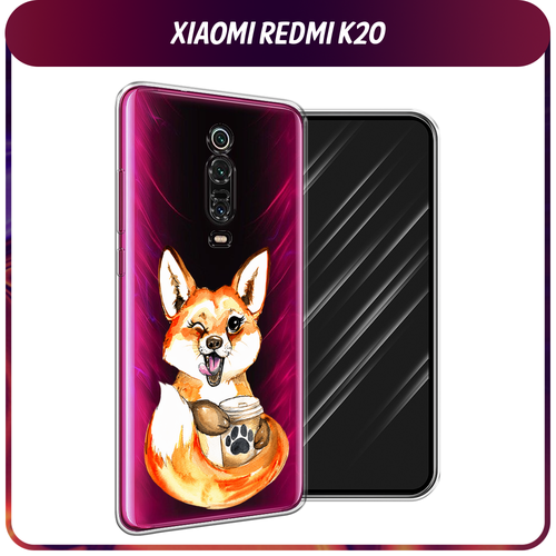 Силиконовый чехол на Xiaomi Redmi K20/K20 Pro/Xiaomi Mi 9T/9T Pro / Сяоми Редми К20 Подмигивающая лиса с кофе, прозрачный силиконовый чехол на xiaomi redmi k20 сяоми редми к20