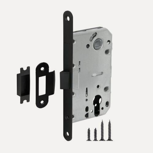 Изображение товара Корпус врезного замка с защёлкой Fuaro PLASTP85C-50 (P85C-50) BL черный