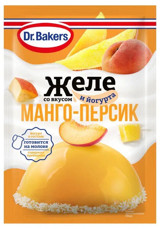 Желе Dr.Bakers со вкусом манго-персик и йогурта, 33 г