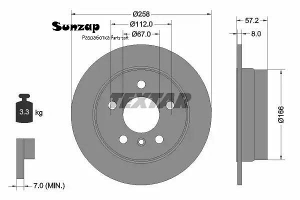 TEXTAR 92132103 Диск торм. зад. MERCEDES W169 W245 A150-A200 B150-B200 PRO