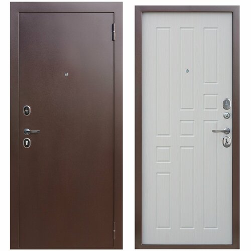 Дверь входная металлическая Foreman Ф-5 2050х860 Правая Антик медь - Дуб белый, тепло-шумоизоляция, антикоррозийная защита для квартиры и дома УТ-00082802