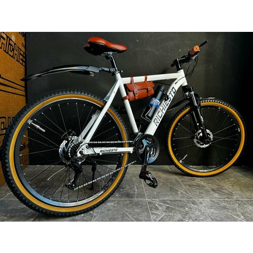 Велосипед горный RICHIESTO 29 Алюминиевая рама 21 Взрослый Спортивный Унисекс бело-коричневый матовый 25700₽