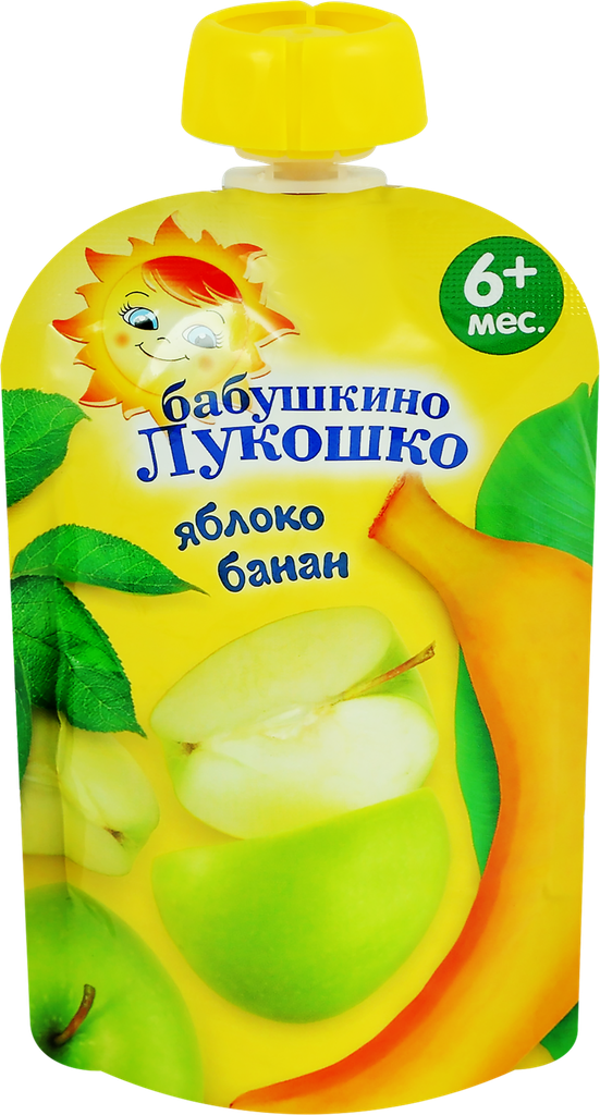 Пюре фруктовое бабушкино лукошко Яблоко-банан, с 6 месяцев, 90г