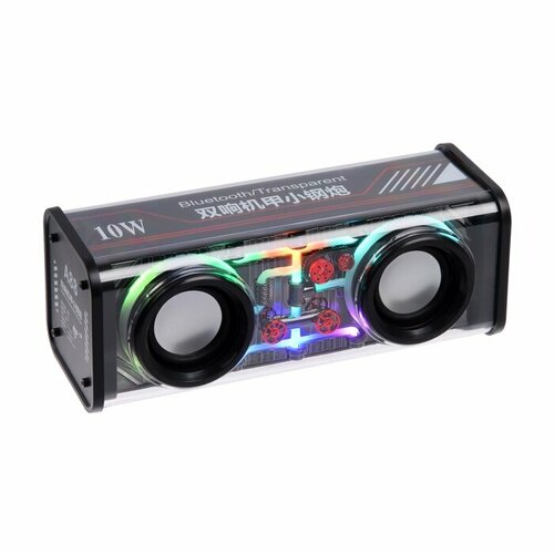 Портативная колонка А88 10 Вт прозрачная подсветка 1800 мАч чёрная 310500₽