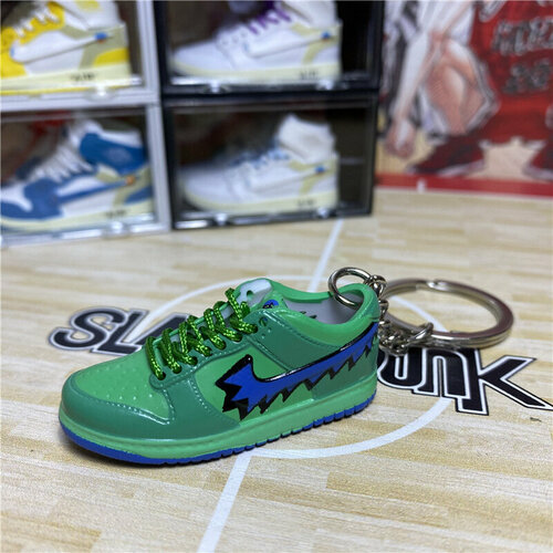 фото Брелок кроссовок nike dunk low, гладкая фактура, синий, зеленый