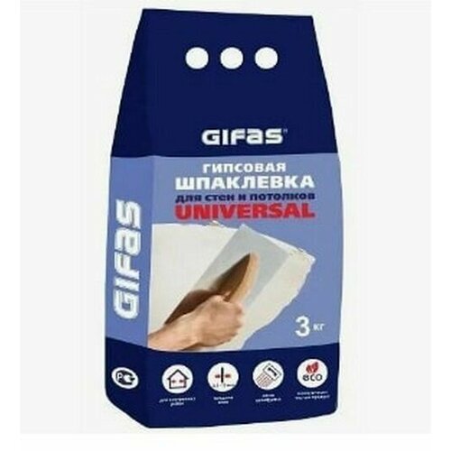 Шпаклевка гипсовая GIFAS Universal, 3кг гипсовая шпаклевка gifas universal 4 кг
