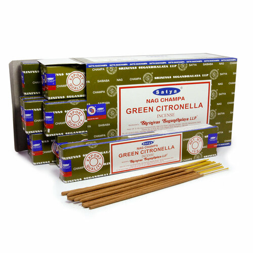 Satya NAG CHAMPA GREEN CITRONELLA (Благовония НАГ чампа зелёная цитронелла, Сатья), 15 г. благовония citronella цитронелла 15 г