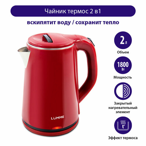 LUMME LU-156 красный рубин чайник металлический 660₽
