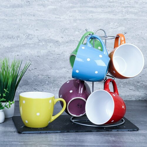 Кружки 250 мл Горох 6 штук на подставке 1290₽