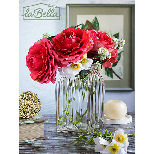 Стеклянная ваза для цветов 18,5 см прозрачная