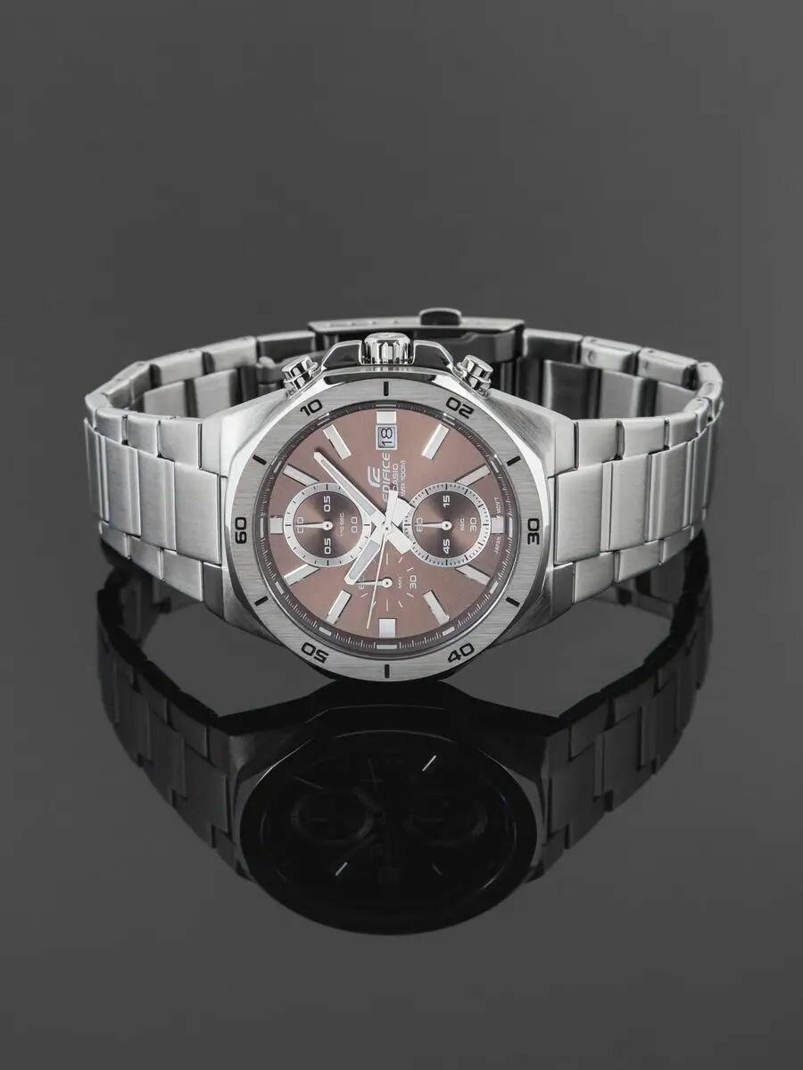 Наручные часы CASIO Edifice, серебристый/коричневый — фото 1