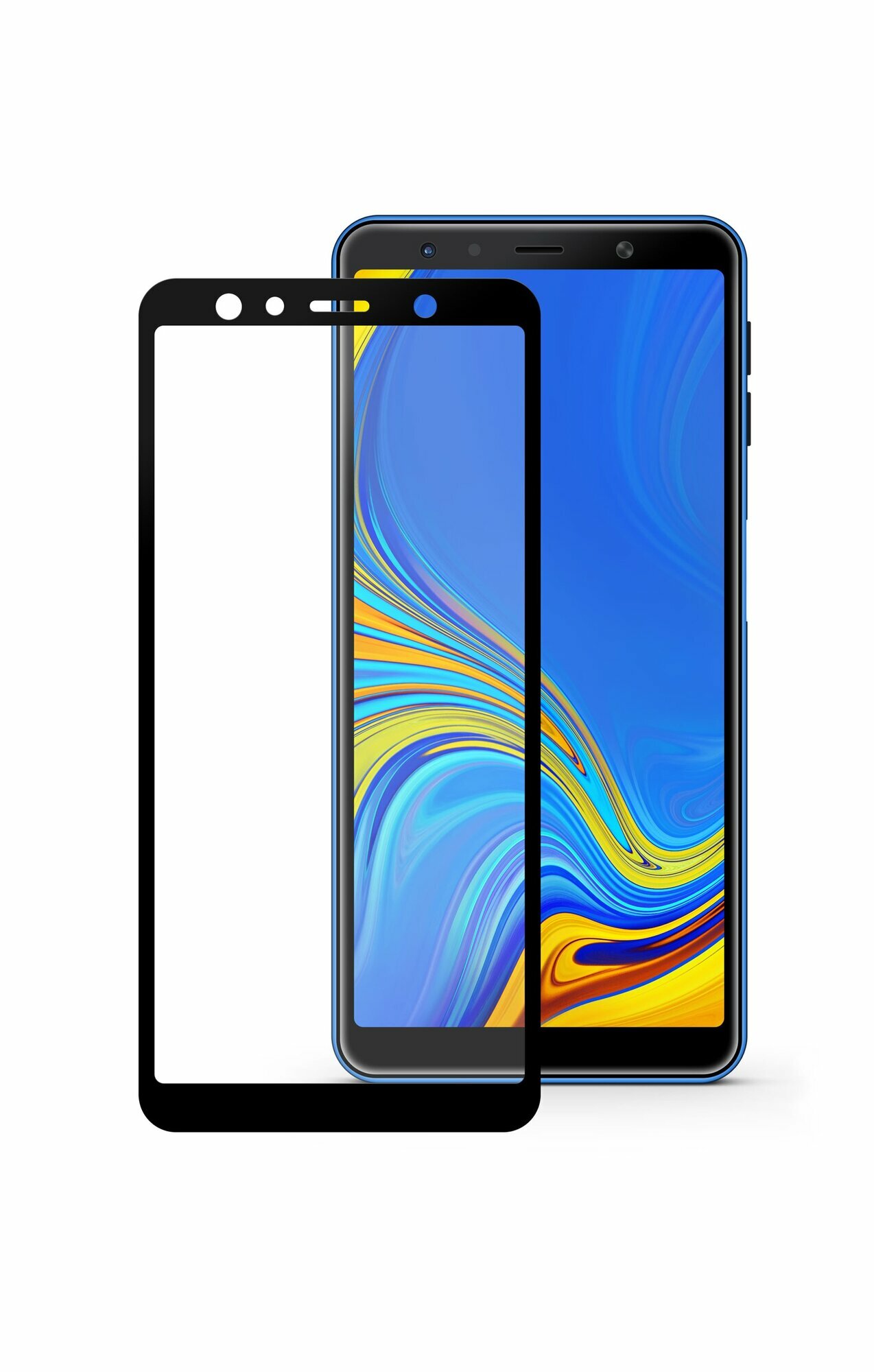 Защитное стекло Mobius для Samsung A7 2018 3D Full Cover (Black)