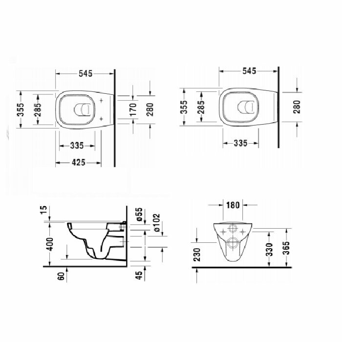 Set D-Code 45700900A1 Унитаз подвесной 54.5х35.5 см (горизонтальный выпуск, микролифт) Duravit - фото №20