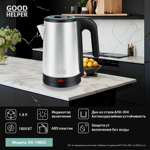 Чайник Goodhelper KS-18В05 серебристыйголубой 99900₽