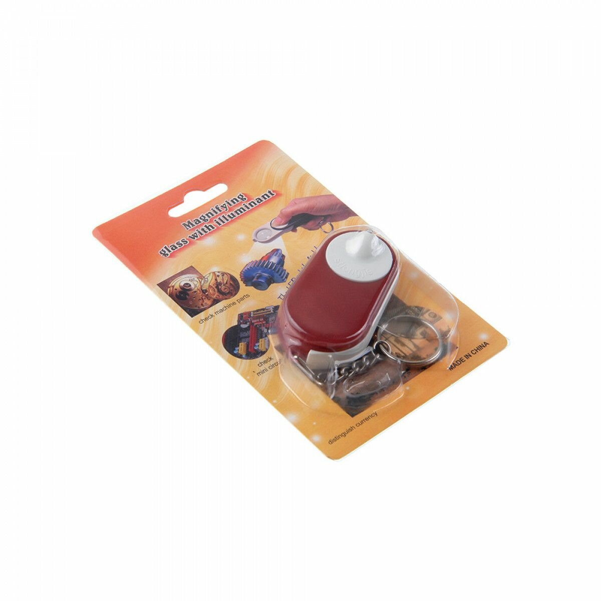 Лупа Veber1062 (10х, 25мм, брелок), складная, с подсветкой, круглая линза — фото 1