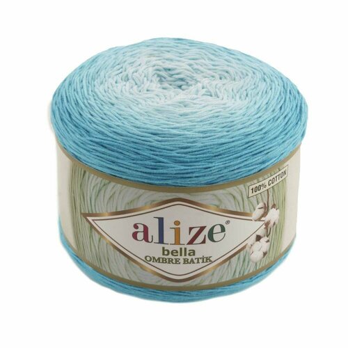 Пряжа BELLA OMBRE BATIK Alize, небесный - 7409, 100% хлопок, 2 мотка, 250 г, 900 м.