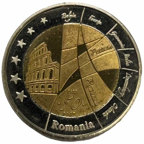 Румыния 2 евро 2007 г. (50 лет Римскому договору) Specimen (Проба) 010 монета эстония 2020 год 2 евро тартуский договор биметалл unc