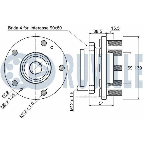 RUVILLE 221879 Подшипник-ступица HYUNDAI KIA Pro ceed (JD) T.T. i-30 CW (GD) T. T. Ceed (JD) T. T. i-30 (GD) T. T. i