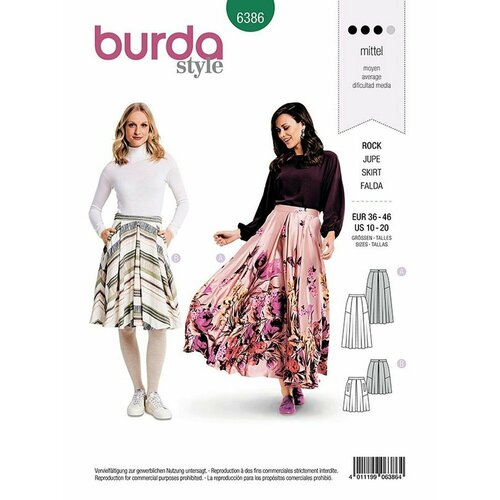 Выкройка Burda 6386 Юбка выкройка burda 6862 жакеты короткий и длинный юбка