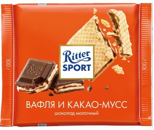 Шоколад Ritter Sport Какао и вафля молочный, 100 г