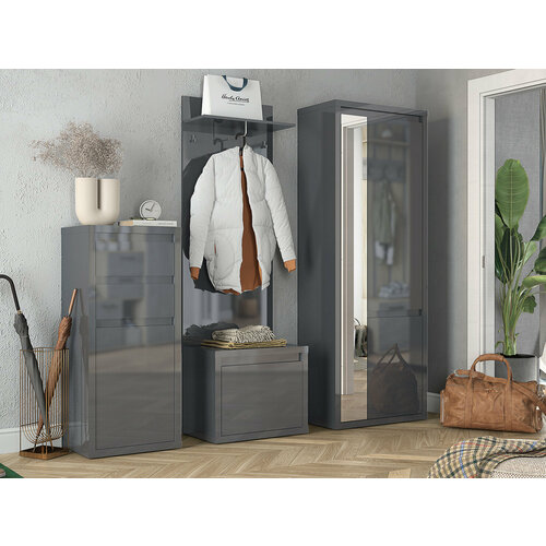 Прихожая Первый Мебельный Норд Серый глянец Большая вешалка 51720₽