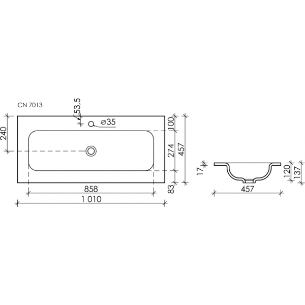 Раковина накладная на столешницу Ceramica Nova Element прямоугольная CN7013