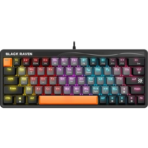 Клавиатура Defender Black Raven GK-417, USB, серый [45413] клавиатура defender spark gk 300l usb черный [45300]