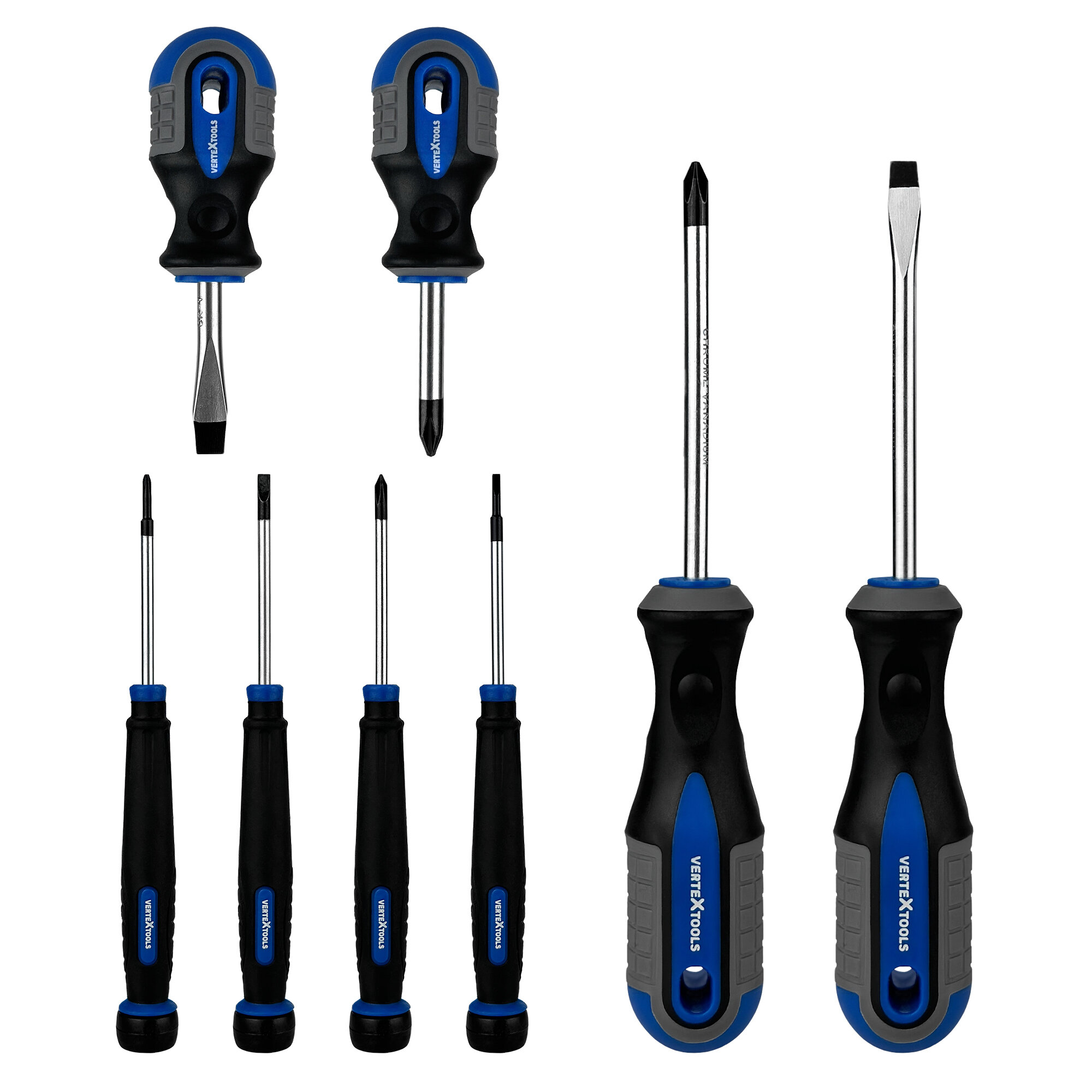фото Набор магнитных отверток VertexTools 8 шт. SL, PH, CrV с крутящимся затыльником