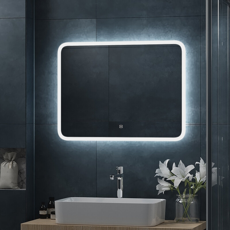Зеркало с подсветкой в ванную комнату настенное 80*60 см сенсорное - фотография № 19