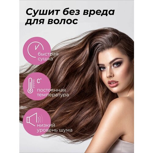 Профессиональный стильный фен для сушки и укладки волос мощностью 2000Вт Розовый серый 170000₽