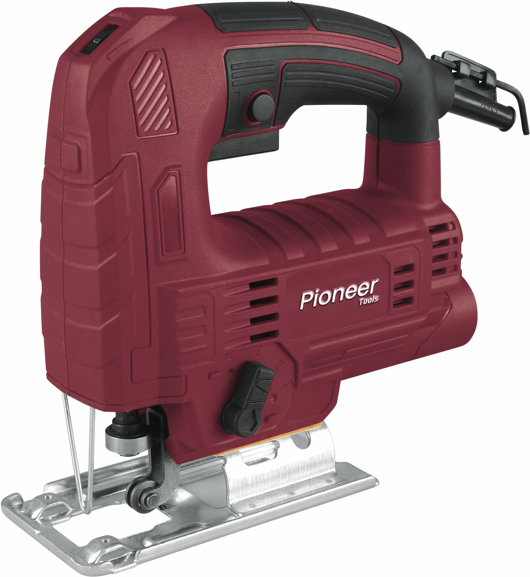 фото Лобзик электрический сетевой Pioneer JS-M650-02P с щеточным двигателем, регулировка наклона подошвы, фиксация скорости во время работы, 4 режима, 6 скоростей, возможность подключения пылесоса, 650 Вт