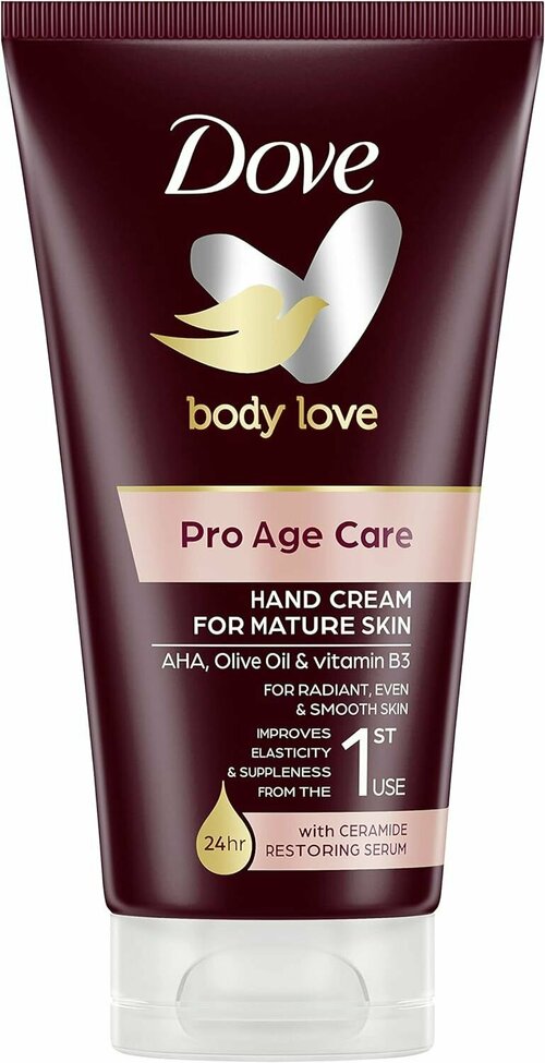Dove Крем для рук Pro Age Care, для сухой и зрелой кожи, с AHA, оливковым маслом и витамином В3, 75 мл (из Финляндии)
