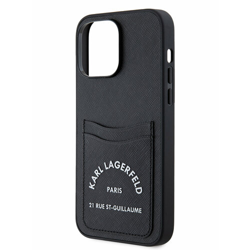 Lagerfeld для iPhone 14 Pro Max чехол Cardslot PU Saffiano RSG 3D rubber logo Hard Black