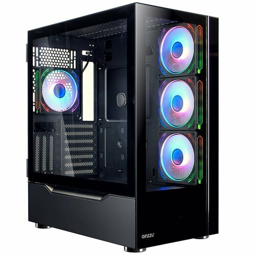 корпус alseye warrior b mini itx micro atx atx usb2 0 hd audio usb3 0 hdd 3 5 ssd 2 5 Ginzzu корпус GL730 FAN 12MB6 RGB 4 USB3.0 CRC10