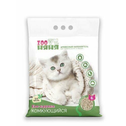 Наполнитель ЗОО Няня Eco-крупка комкующийся древесный 6лх24кг 836₽