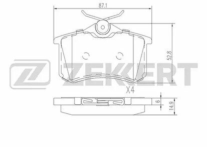 ZEKKERT BS-1127 Колодки торм. диск. задн. Audi A4 III 00-, A6 II 97-, VW Golf II-IV 83-, Passat II-IV 84-, Polo III 95-.