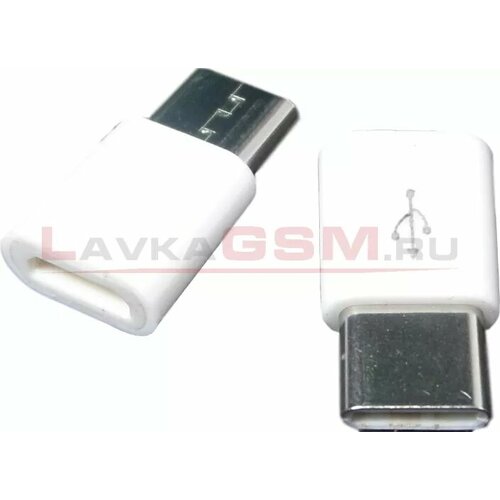USB переходник Mi-Digit micro USB ( F ) - USB Type-C ( M ) Белый кабель samsung usb type c m usb type c m 1 8м белый